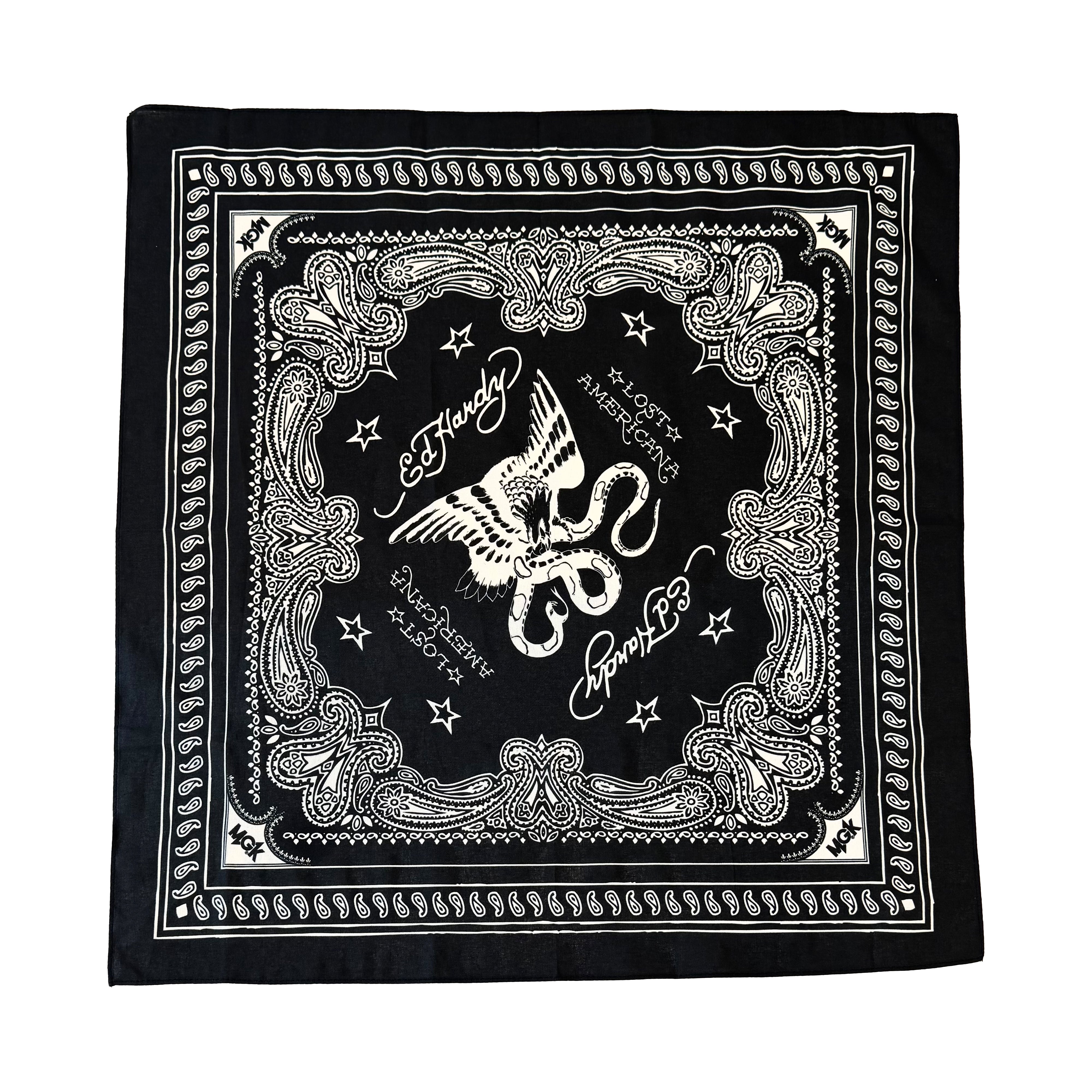 Eagle Snake Cotton Bandana - Black